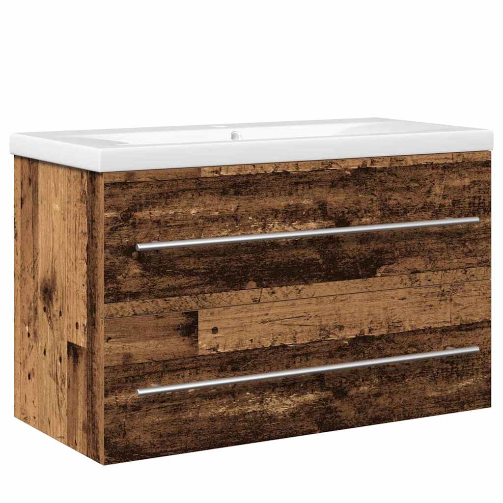Gabinete de Lavabo para Baño con cajón 2 pcs 80 x 38,5 x 48 cm