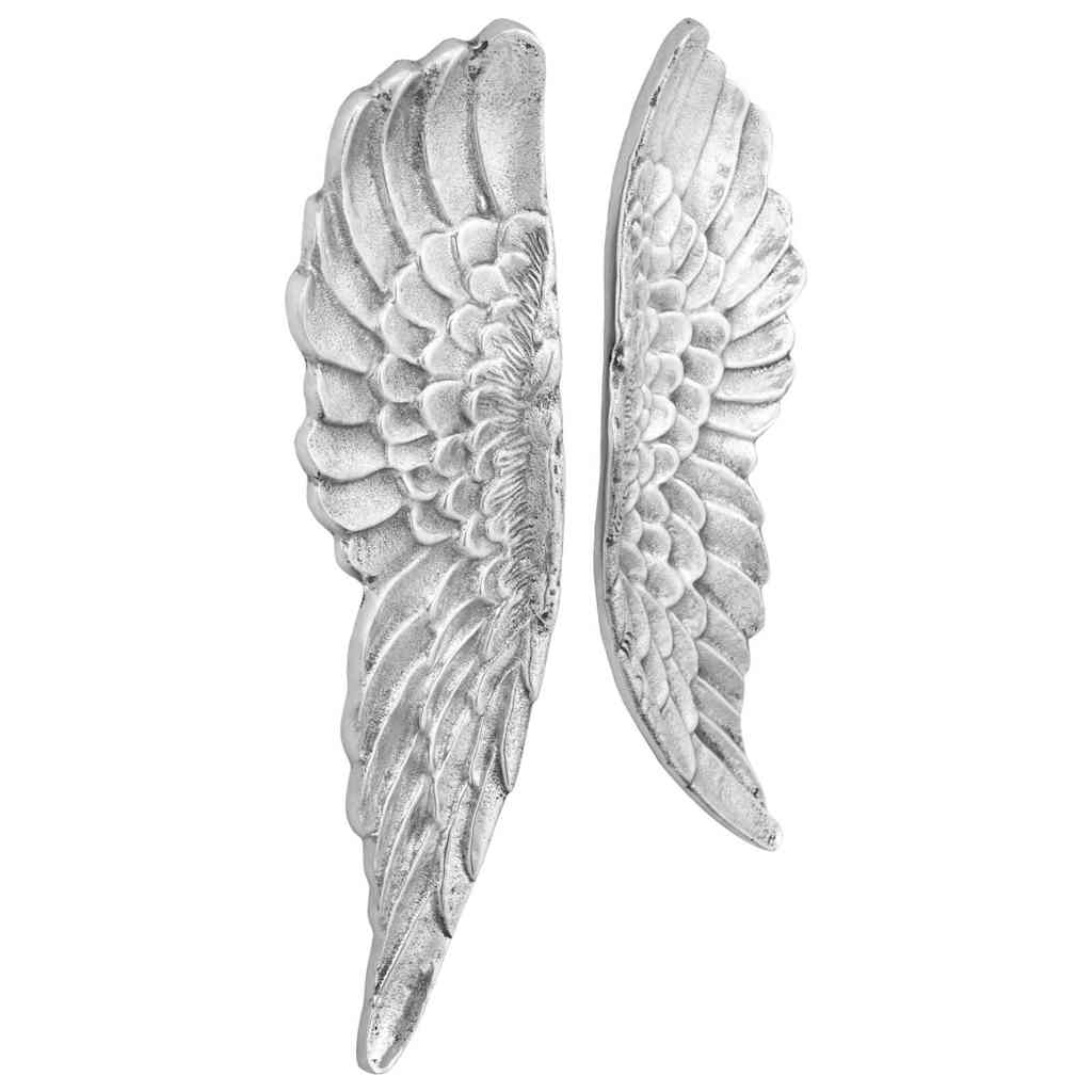Escultura de Alas 2 pcs Plateado 17 x 5 x 59 cm Aluminio