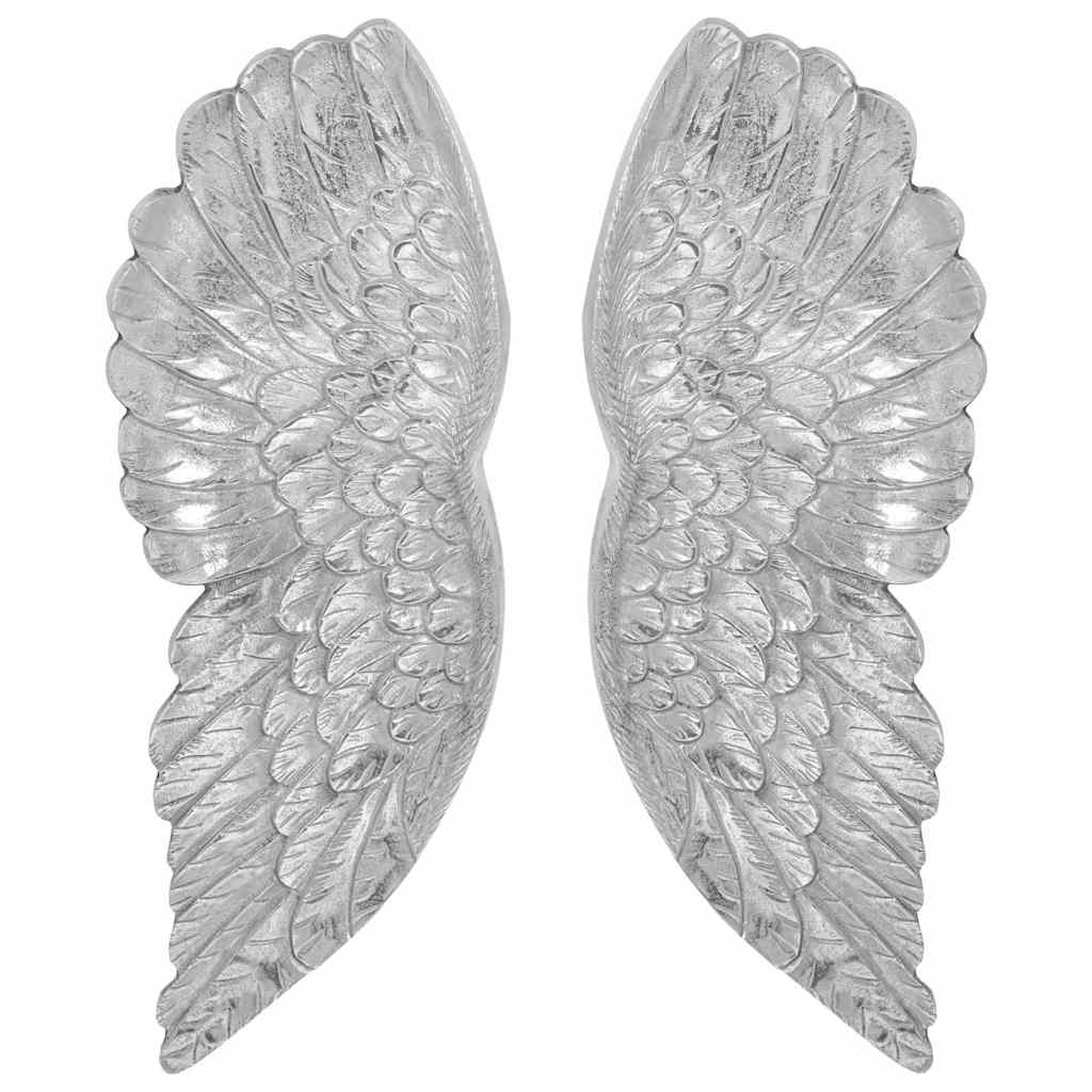 Escultura de Alas 2 pcs Plateado 17 x 5 x 59 cm Aluminio