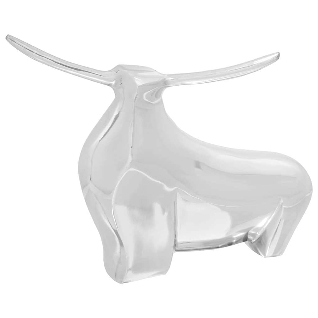 Silver Bull Sculpture 20 x 17 x 23 cm Aluminum