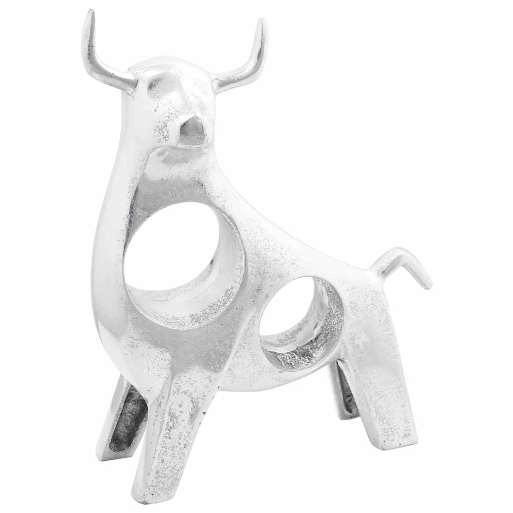 Silver Bull Sculpture 20 x 17 x 23 cm Aluminum