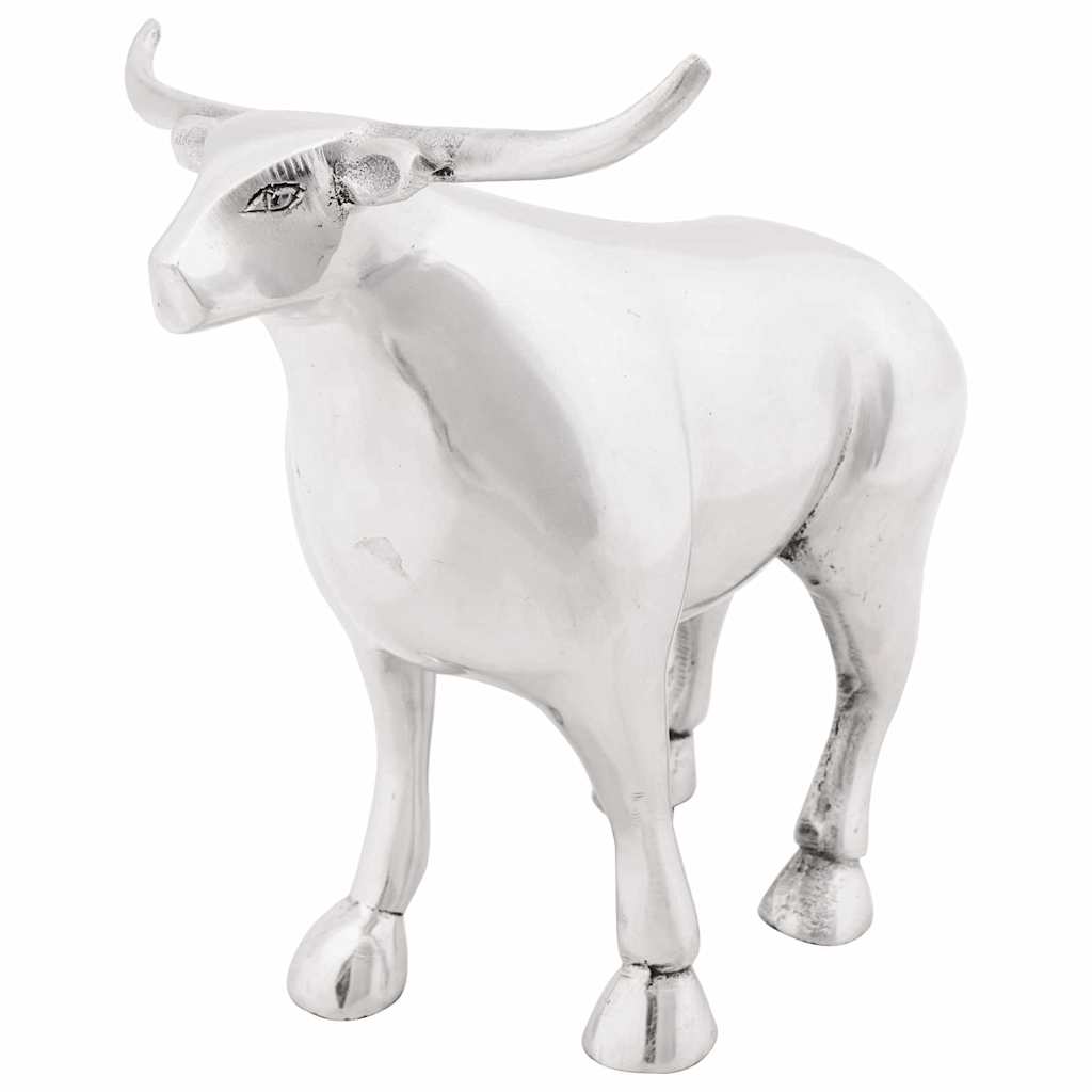 Escultura de toro Plateado 20 x 17 x 23 cm Aluminio