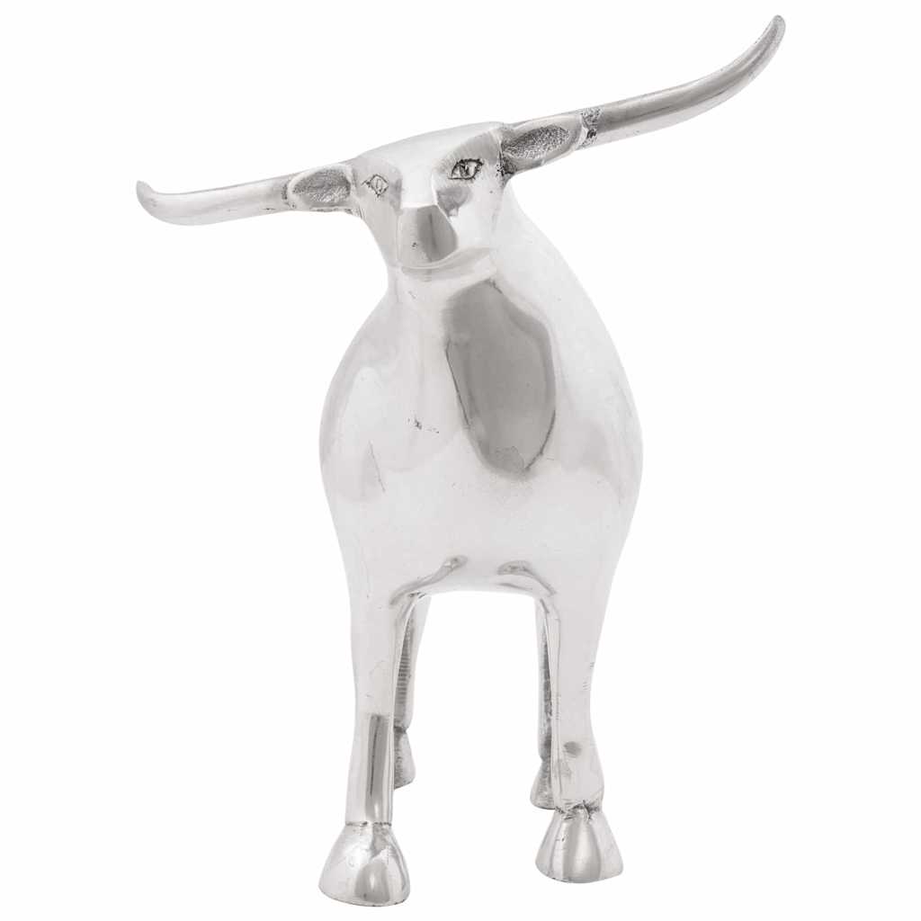 Escultura de toro Plateado 20 x 17 x 23 cm Aluminio