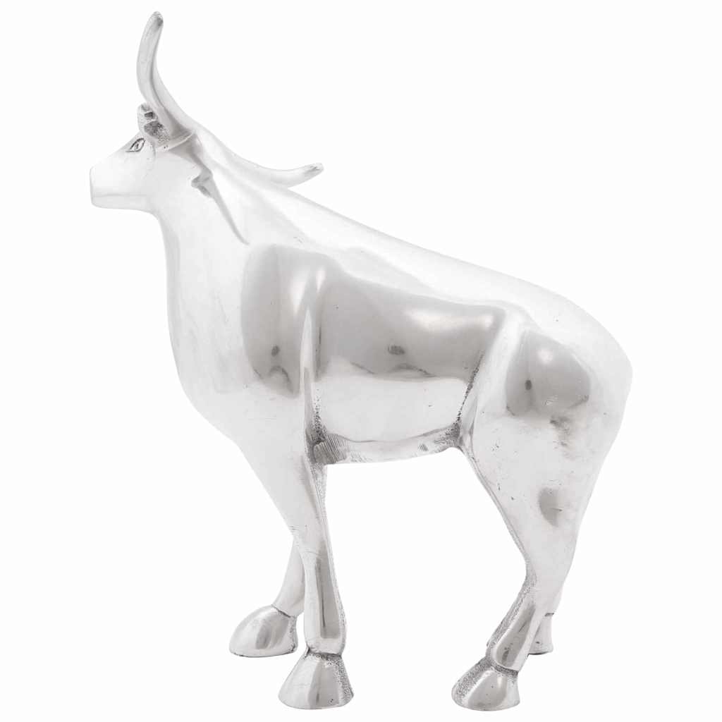 Escultura de toro Plateado 20 x 17 x 23 cm Aluminio