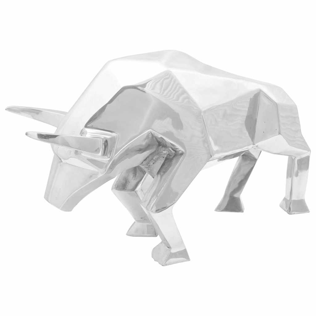 Silver Bull Sculpture 20 x 17 x 23 cm Aluminum