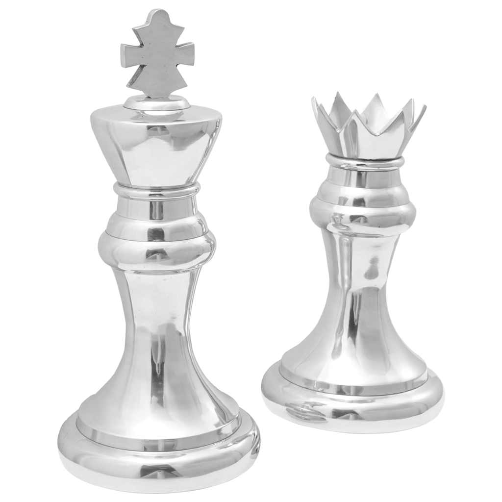 Esculturas 2 pcs Plateado 17 x 17 x 42 cm Aluminio