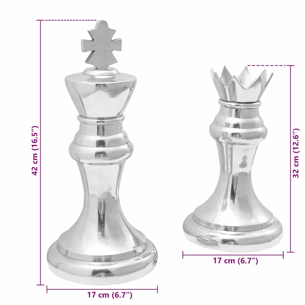 Esculturas 2 pcs Plateado 17 x 17 x 42 cm Aluminio