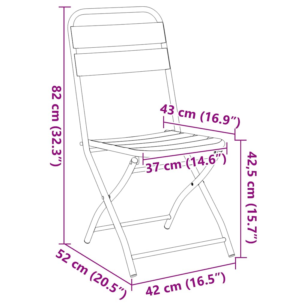 Silla de jardín plegable 2 pcs 42 x 52 x 82cm