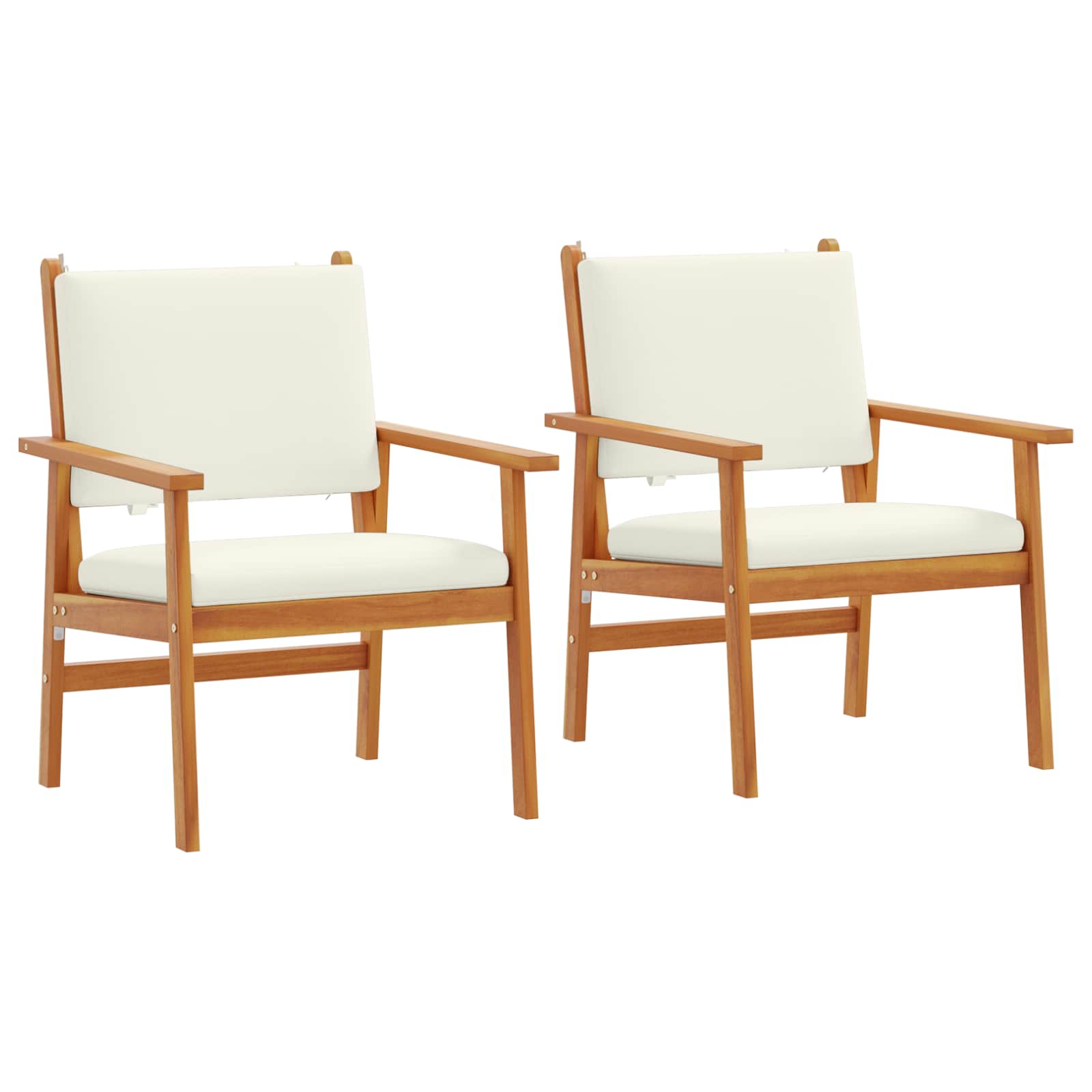 Conjunto de sofás de jardim 2 pcs Creme Madeira de Acácia Maciça