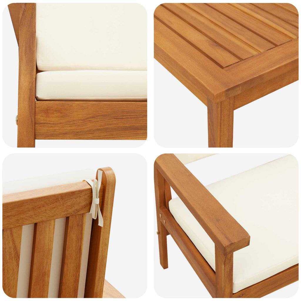 Conjunto de sofás de jardín 2 pcs Crema Madera de Acacia Sólida