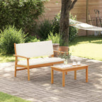 Conjunto de sofás de jardín 2 pcs Crema Madera de Acacia Sólida