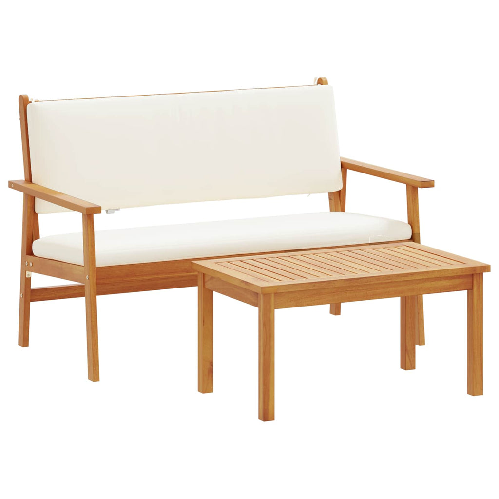Conjunto de sofás de jardín 2 pcs Crema Madera de Acacia Sólida