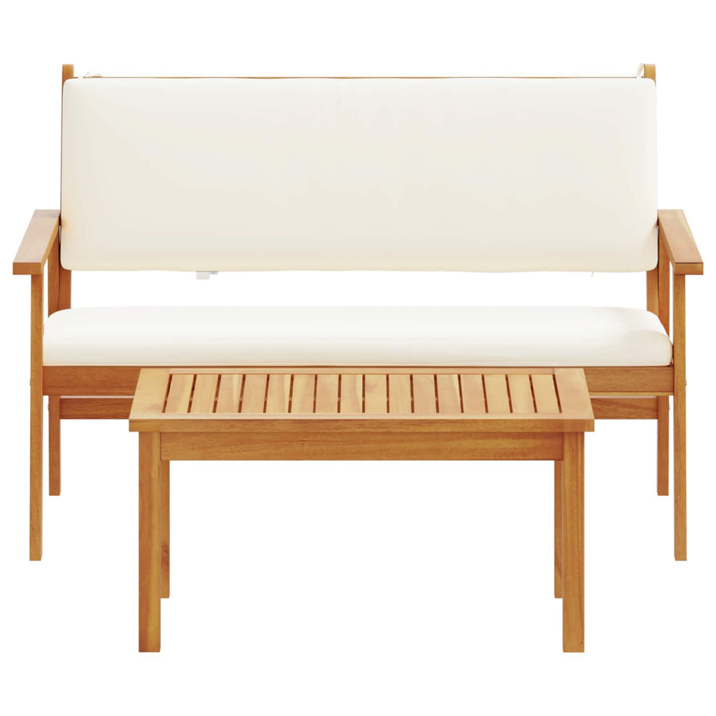 Conjunto de sofás de jardín 2 pcs Crema Madera de Acacia Sólida