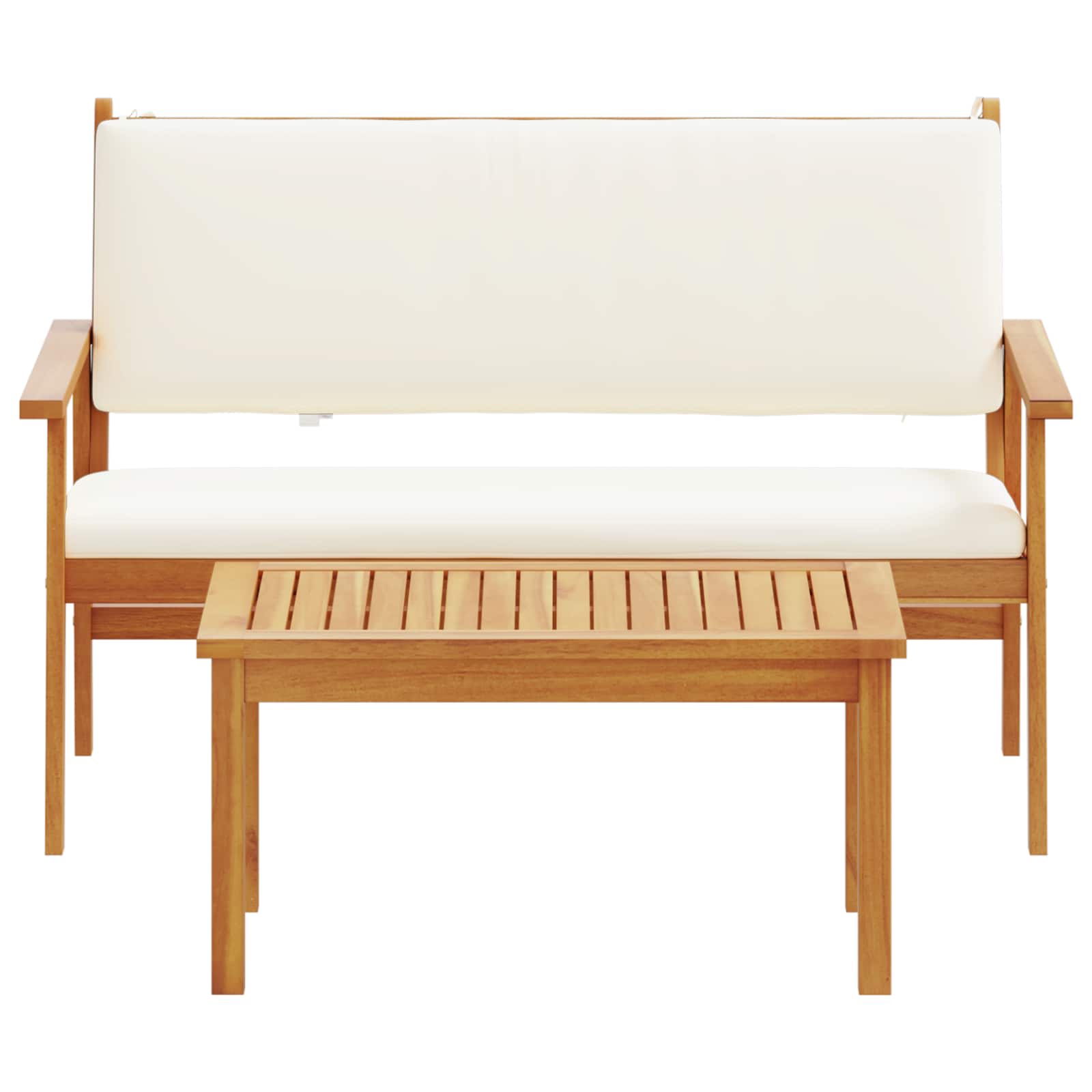 Conjunto de sofás de jardín 2 pcs Crema Madera de Acacia Sólida
