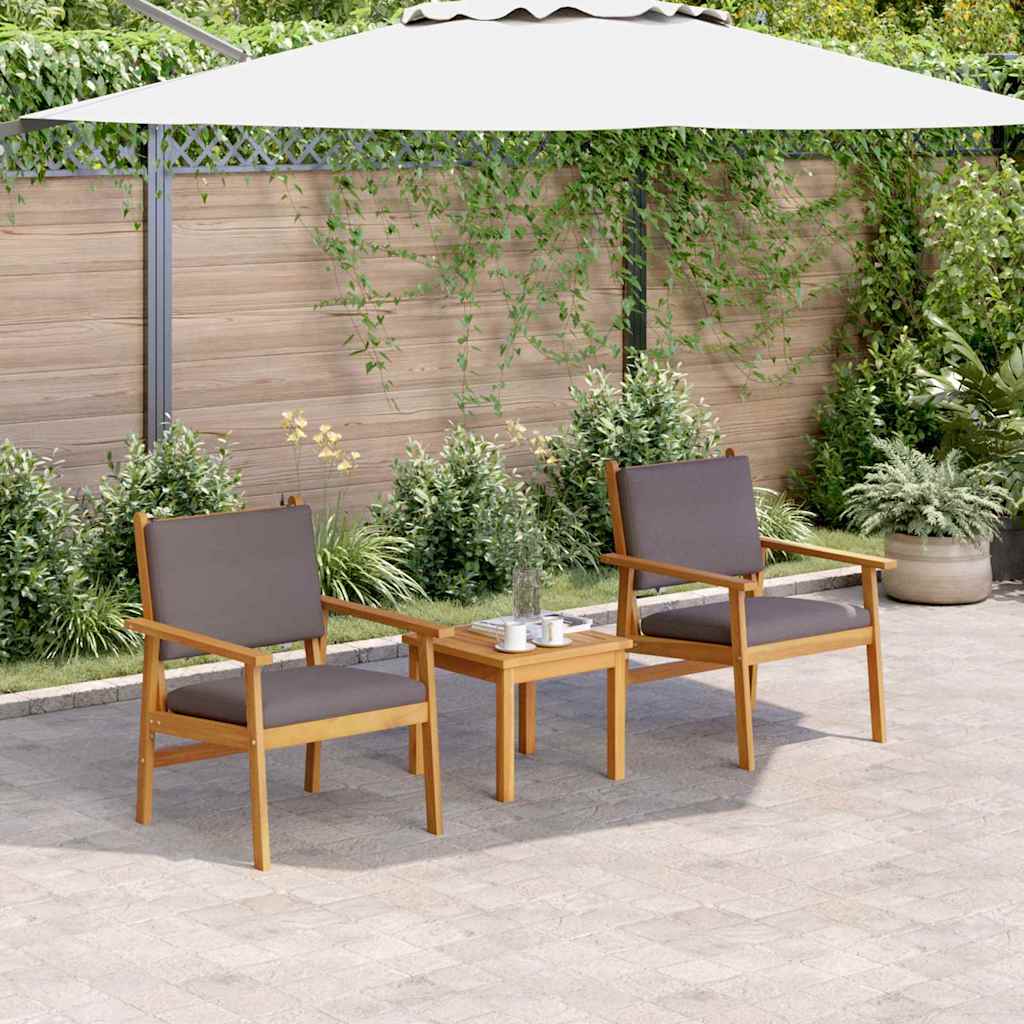 Conjunto de sofás de jardim 2 pcs Creme Madeira de Acácia Maciça