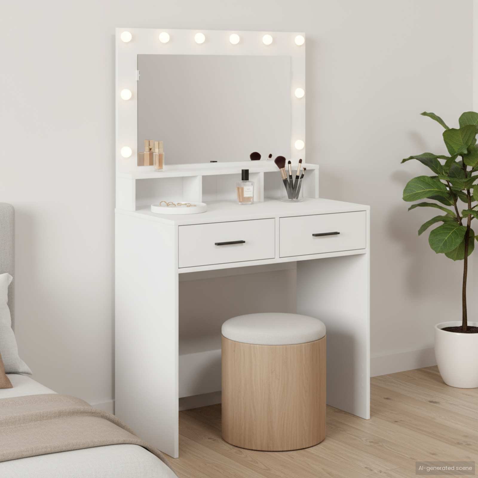Mesa de tocador Blanco 78.5 x 41 x 135 cm Madera contrachapada