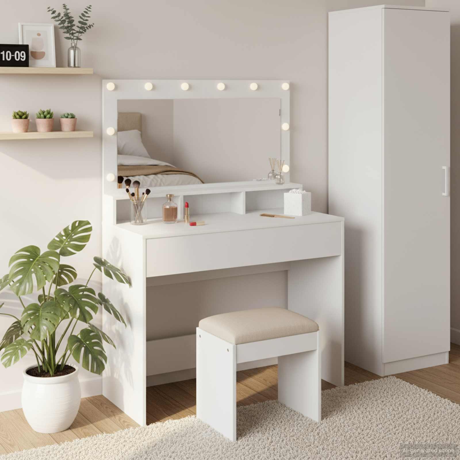 Dressing Table with Mirror 78.5 x 41 x 135 cm Engineered Wood