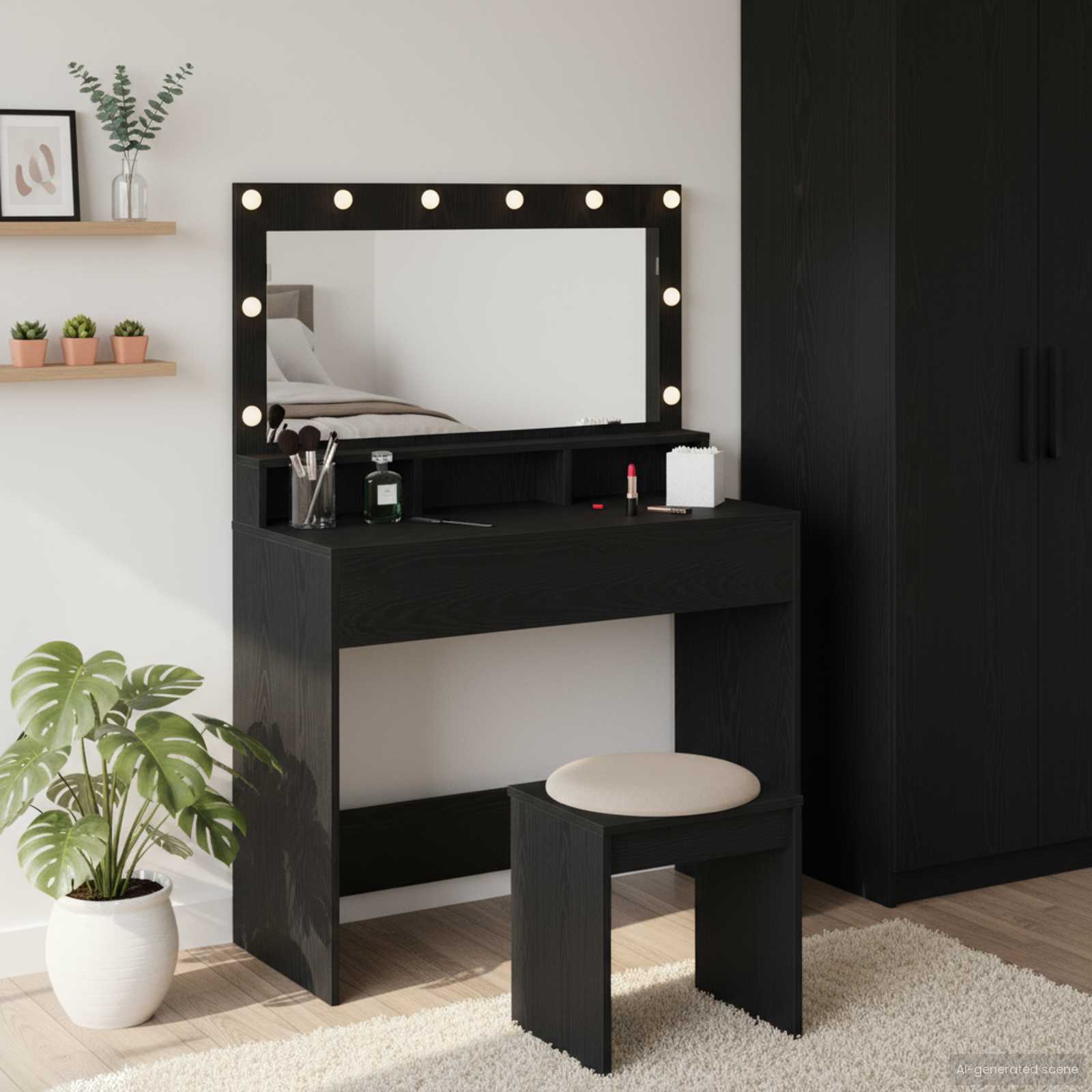 Dressing Table with Mirror 78.5 x 41 x 135 cm Engineered Wood