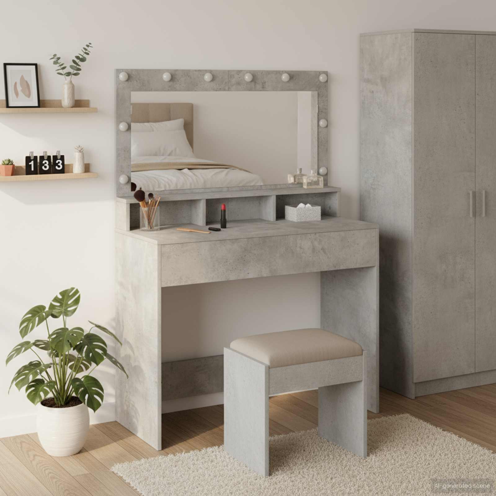 Dressing Table with Mirror 78.5 x 41 x 135 cm Engineered Wood