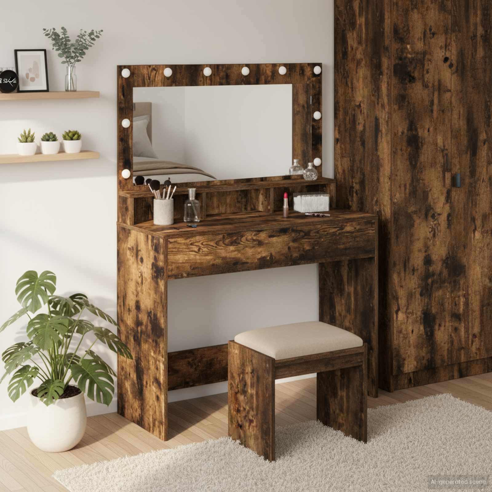 Dressing Table with Mirror 78.5 x 41 x 135 cm Engineered Wood