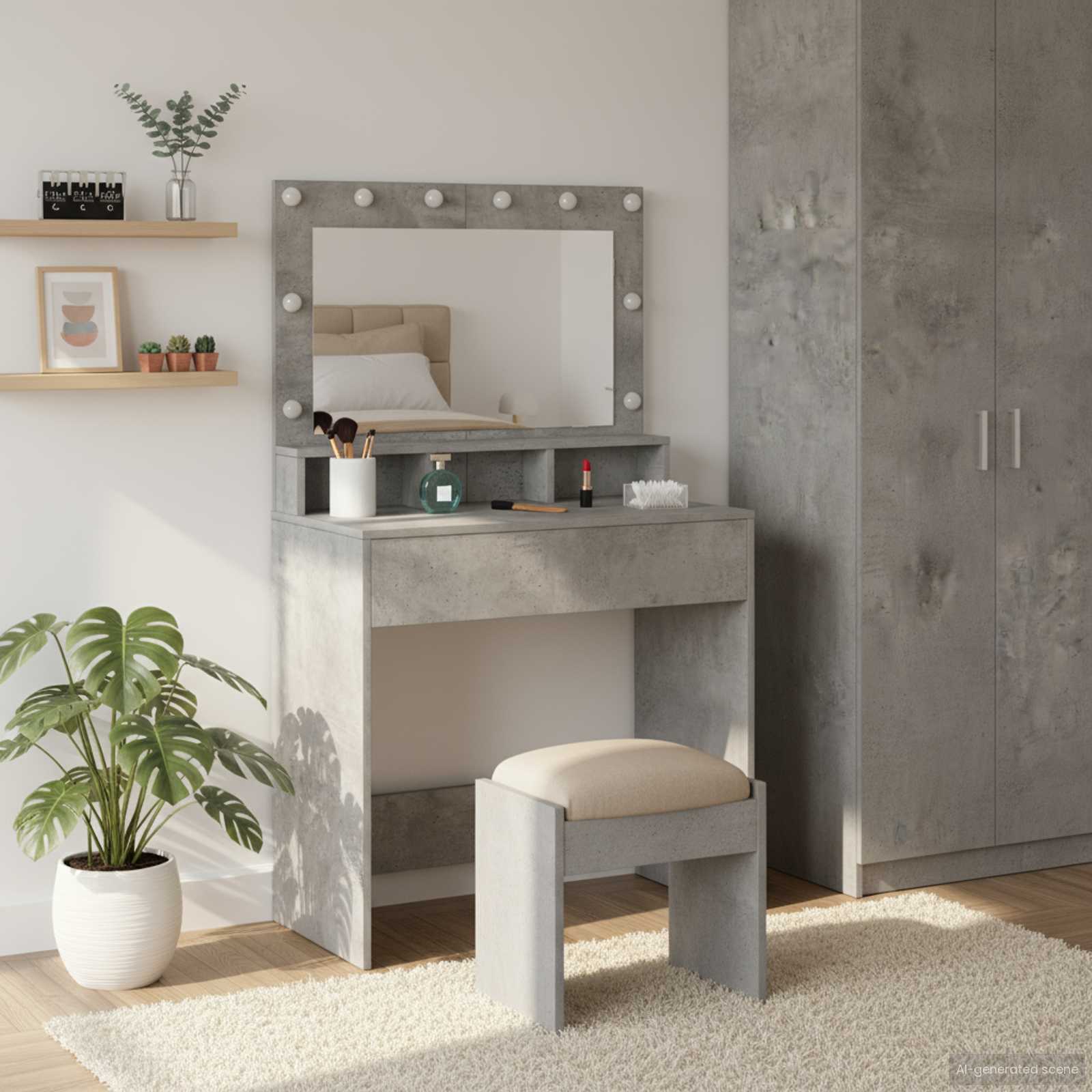 Dressing Table with Mirror 78.5 x 41 x 135 cm Engineered Wood