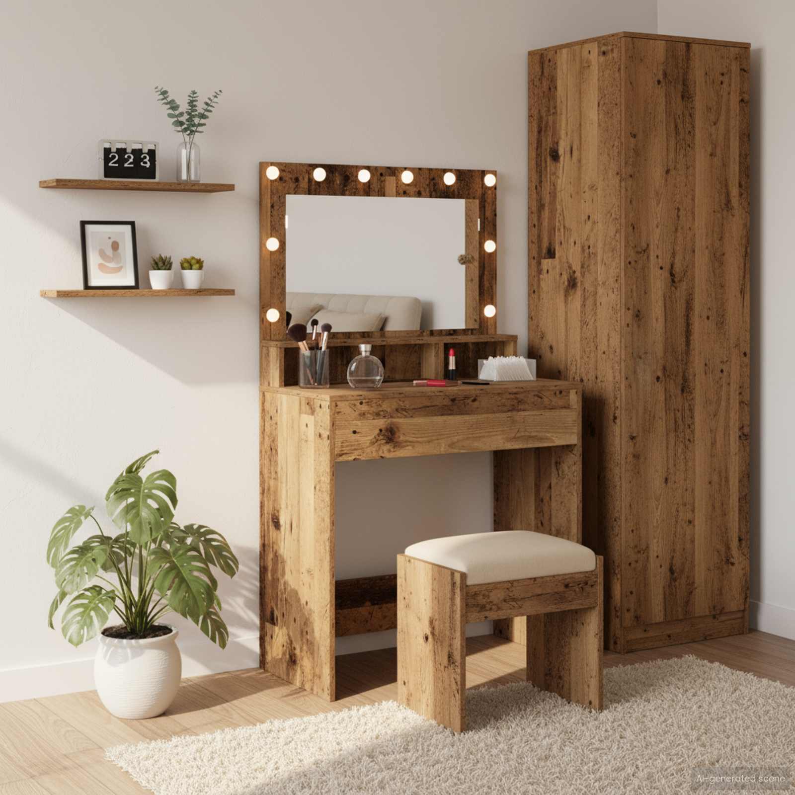 Dressing Table with Mirror 78.5 x 41 x 135 cm Engineered Wood