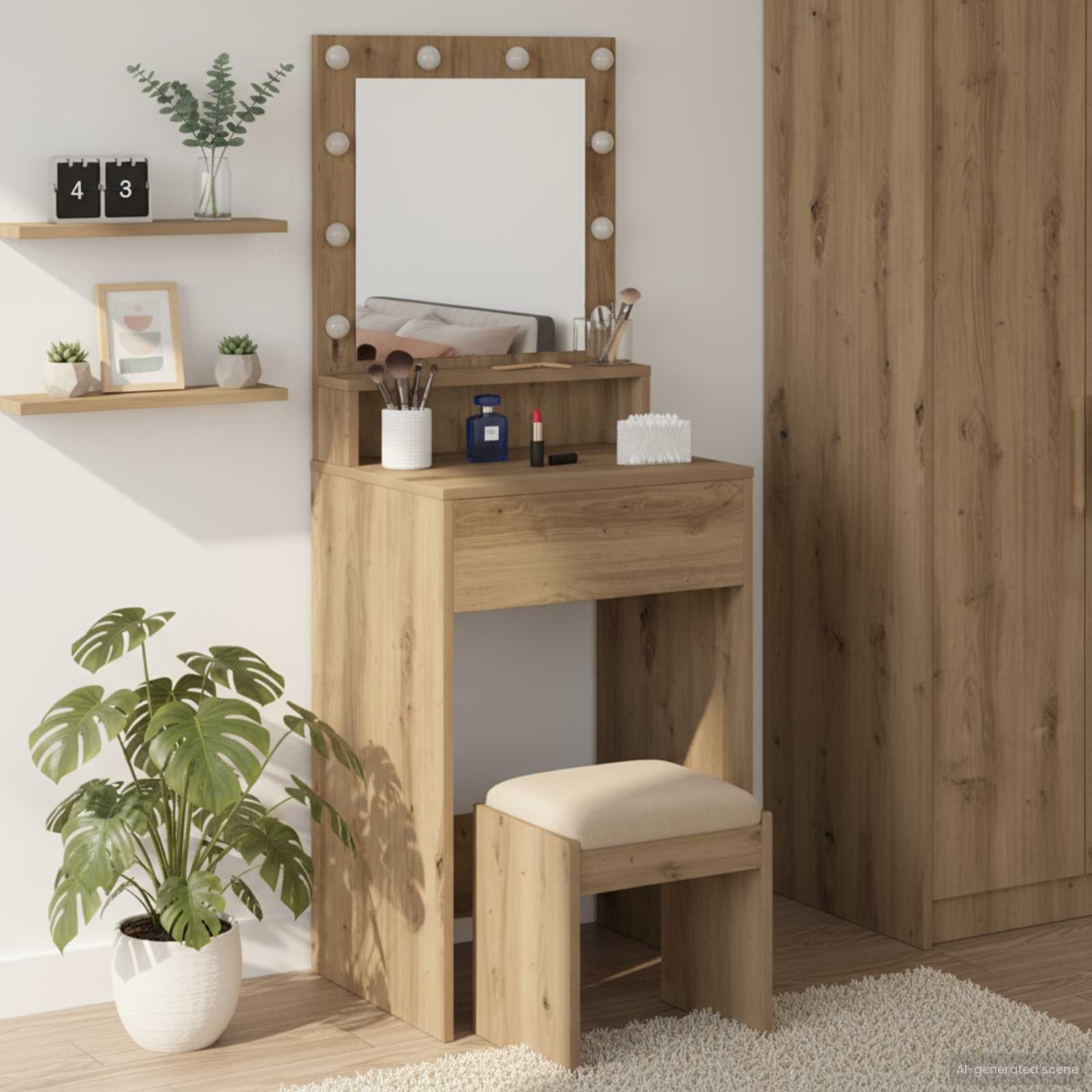 Dressing Table with Mirror 78.5 x 41 x 135 cm Engineered Wood