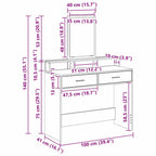 Mesa Tocador con cajón 100 x 41 x 140 cm Madera de ingeniería