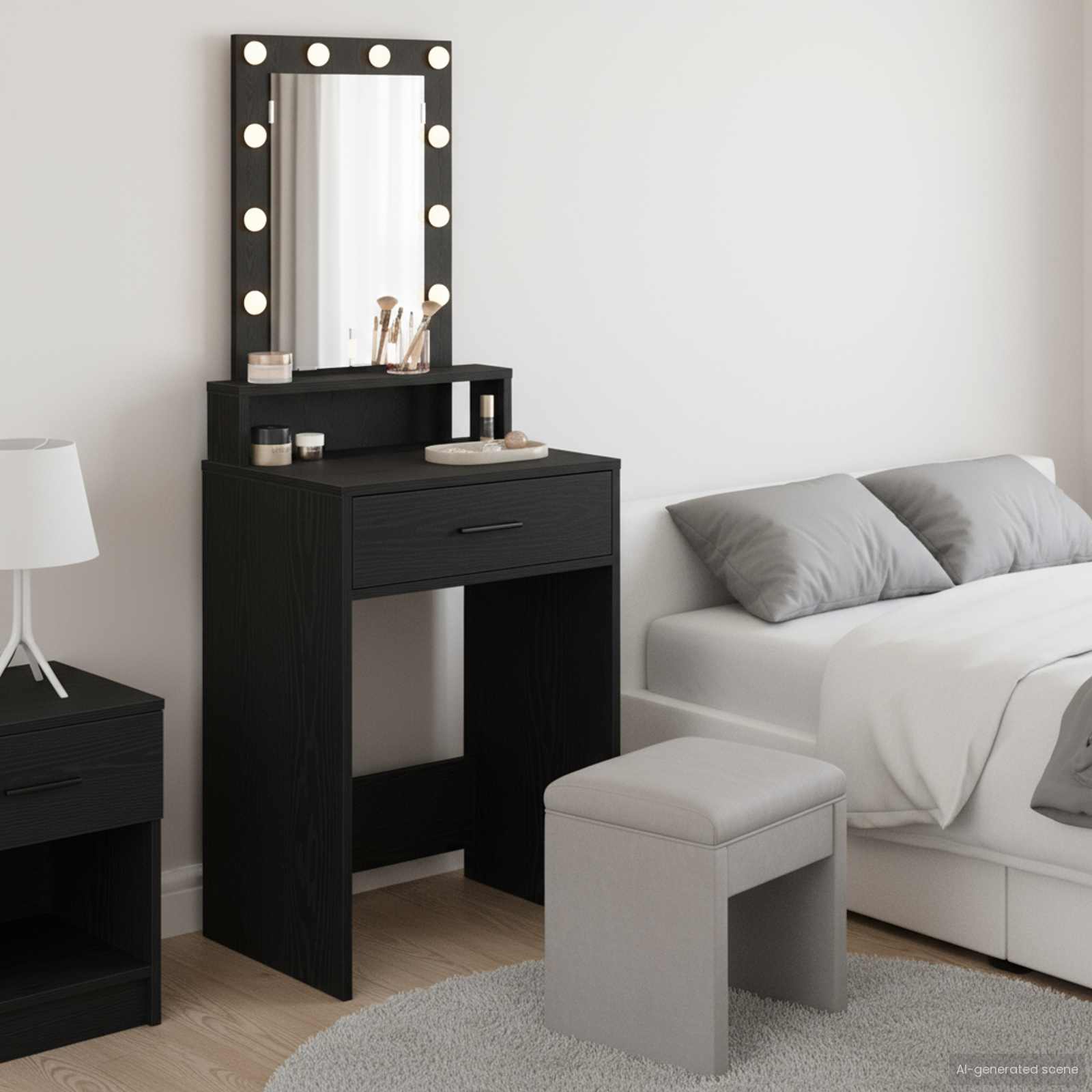 Mesa Tocador Negro 50 x 41 x 140 cm Madera de ingeniería