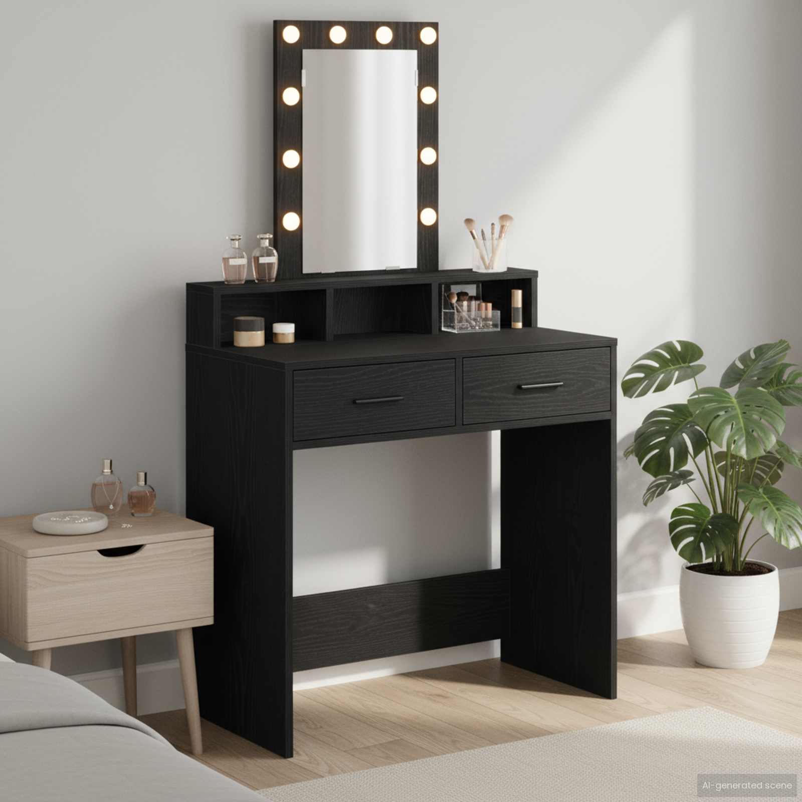 Black Dressing Table 50 x 41 x 140 cm Engineered Wood