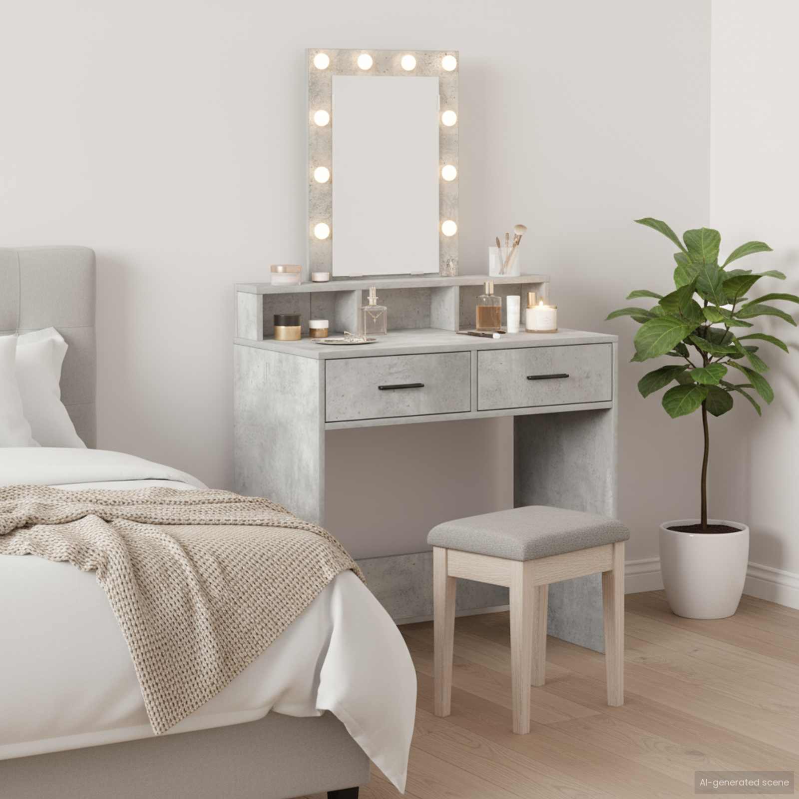 Mesa Tocador Gris 50 x 41 x 140 cm Madera de ingeniería