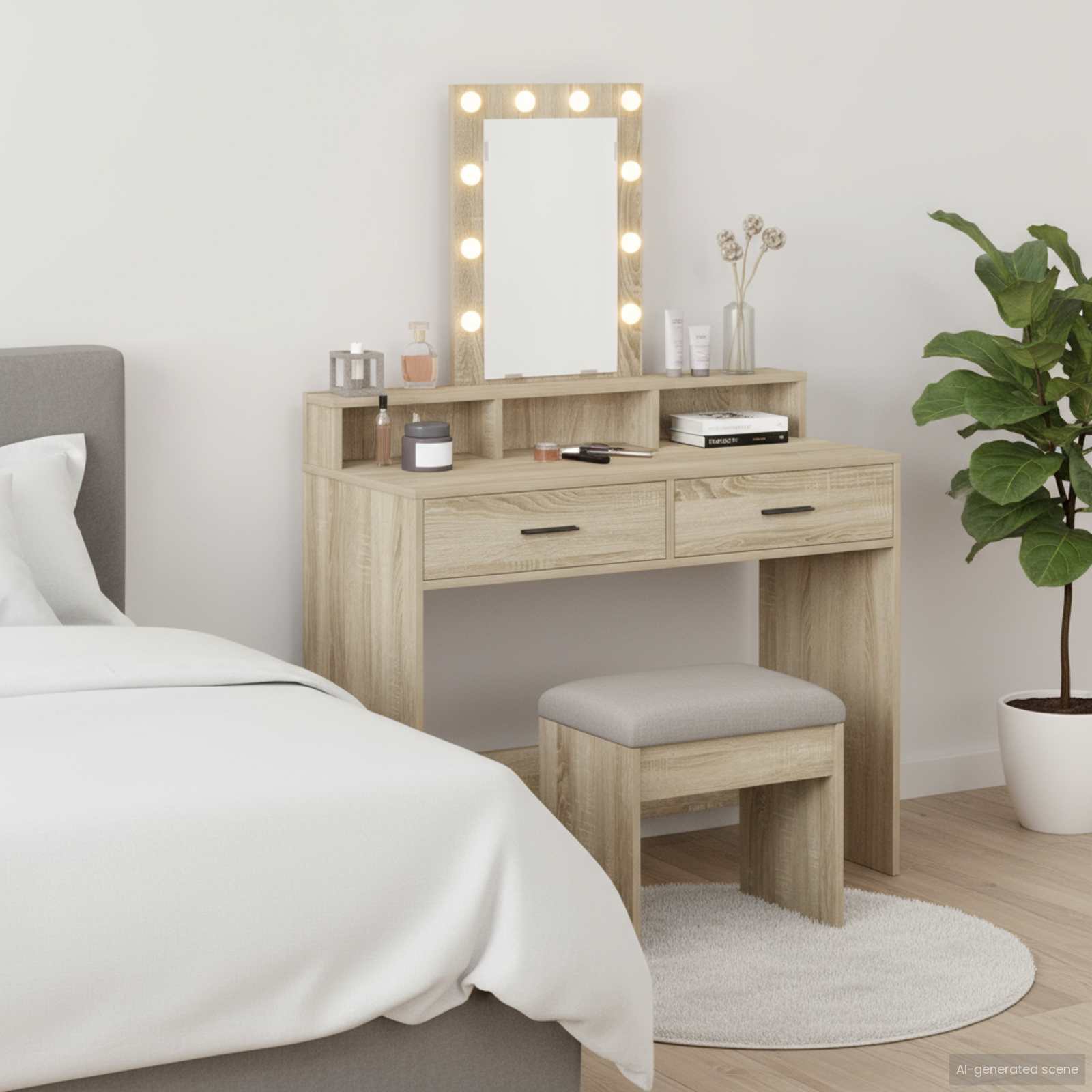 Mesa Tocador Gris 50 x 41 x 140 cm Madera de ingeniería