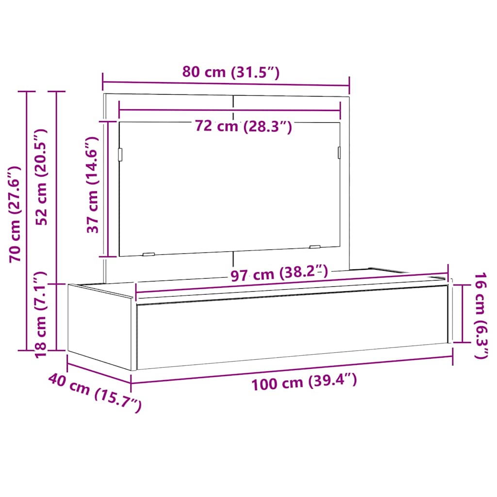 Mesa Tocador con cajón 100 x 40 x 70 cm Madera de ingeniería