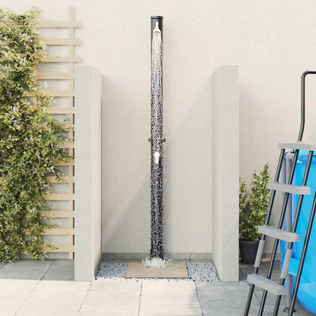 Ducha Solar al Aire Libre Negro 217 cm PVC y Aluminio