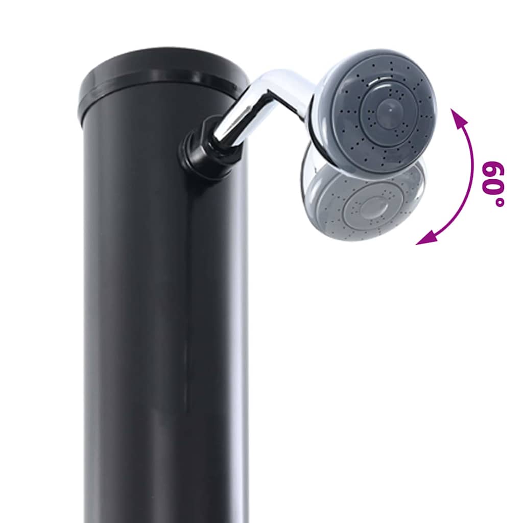Ducha Solar al Aire Libre Negro 217 cm PVC y Aluminio