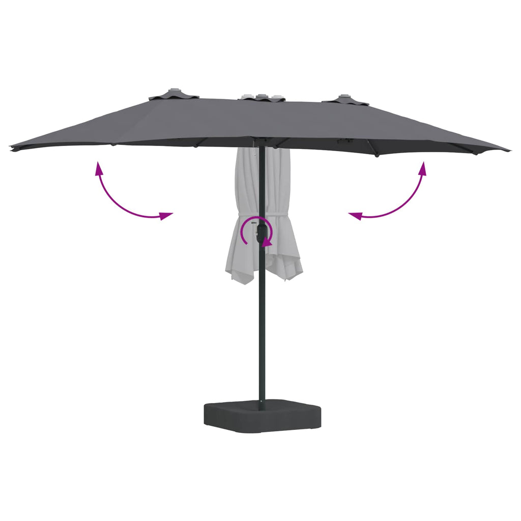 Sombrilla de jardín Antracita 385 x 209 x 244 cm Poliéster