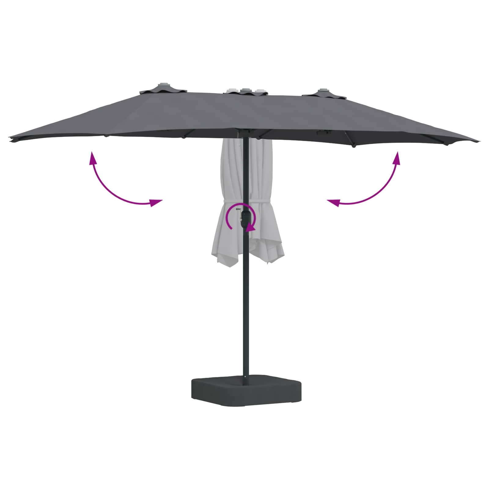 Sombrilla de jardín Antracita 385 x 209 x 244 cm Poliéster