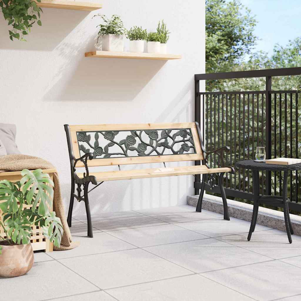 Banco de jardín con cojín Marrón 116 x 54 x 73 cm Madera