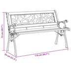 Banco de jardín con cojín Marrón 116 x 54 x 73 cm Madera