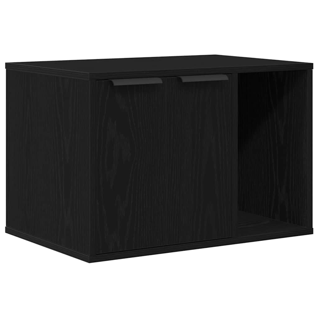 Caja de arena para gatos de roble negro, 60 x 40 x 40 cm, madera de ingeniería