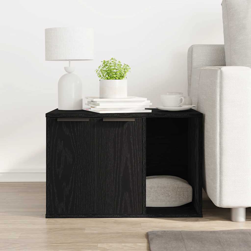 Caja de arena para gatos de roble negro, 60 x 40 x 40 cm, madera de ingeniería