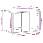 Caja de arena para gatos de roble negro, 60 x 40 x 40 cm, madera de ingeniería