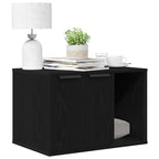 Caja de arena para gatos de roble negro, 60 x 40 x 40 cm, madera de ingeniería