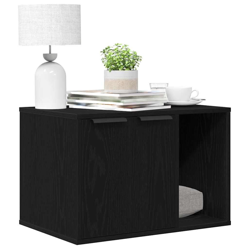 Caja de arena para gatos de roble negro, 60 x 40 x 40 cm, madera de ingeniería