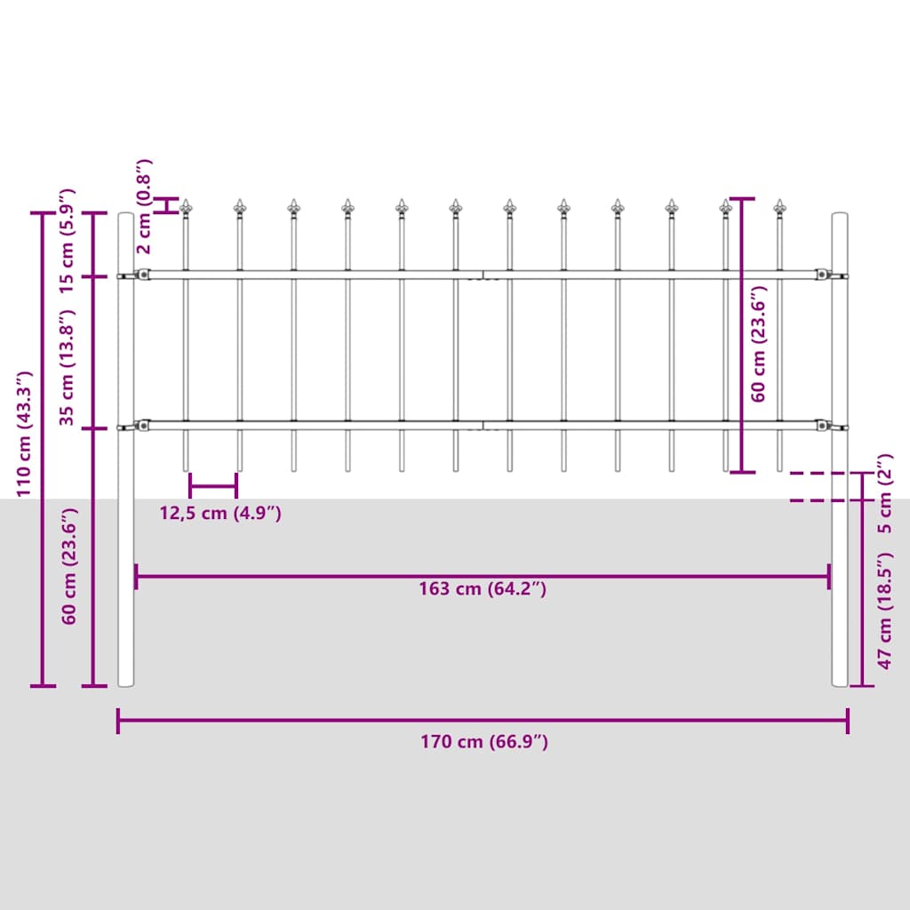 Valla de Jardín 2 pcs 3,4 x 0,6 m