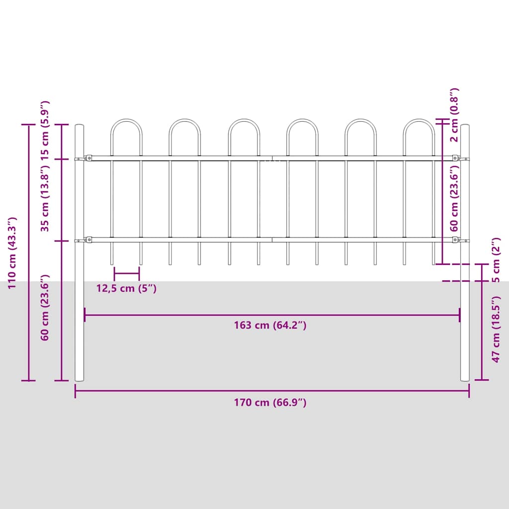 Valla de Jardín 2 pcs 3,4 x 0,6 m