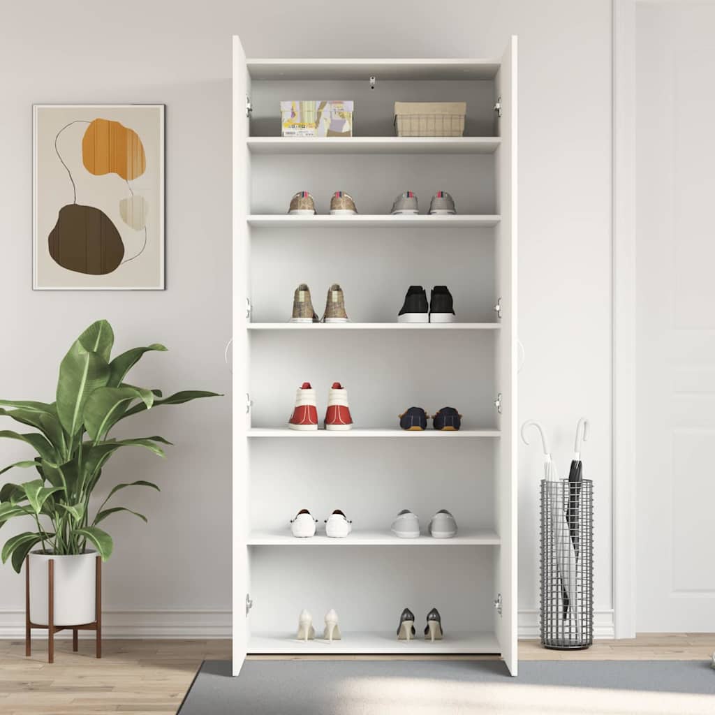 Armario para Zapatos con estante Blanco 80 x 35.5 x 180 cm