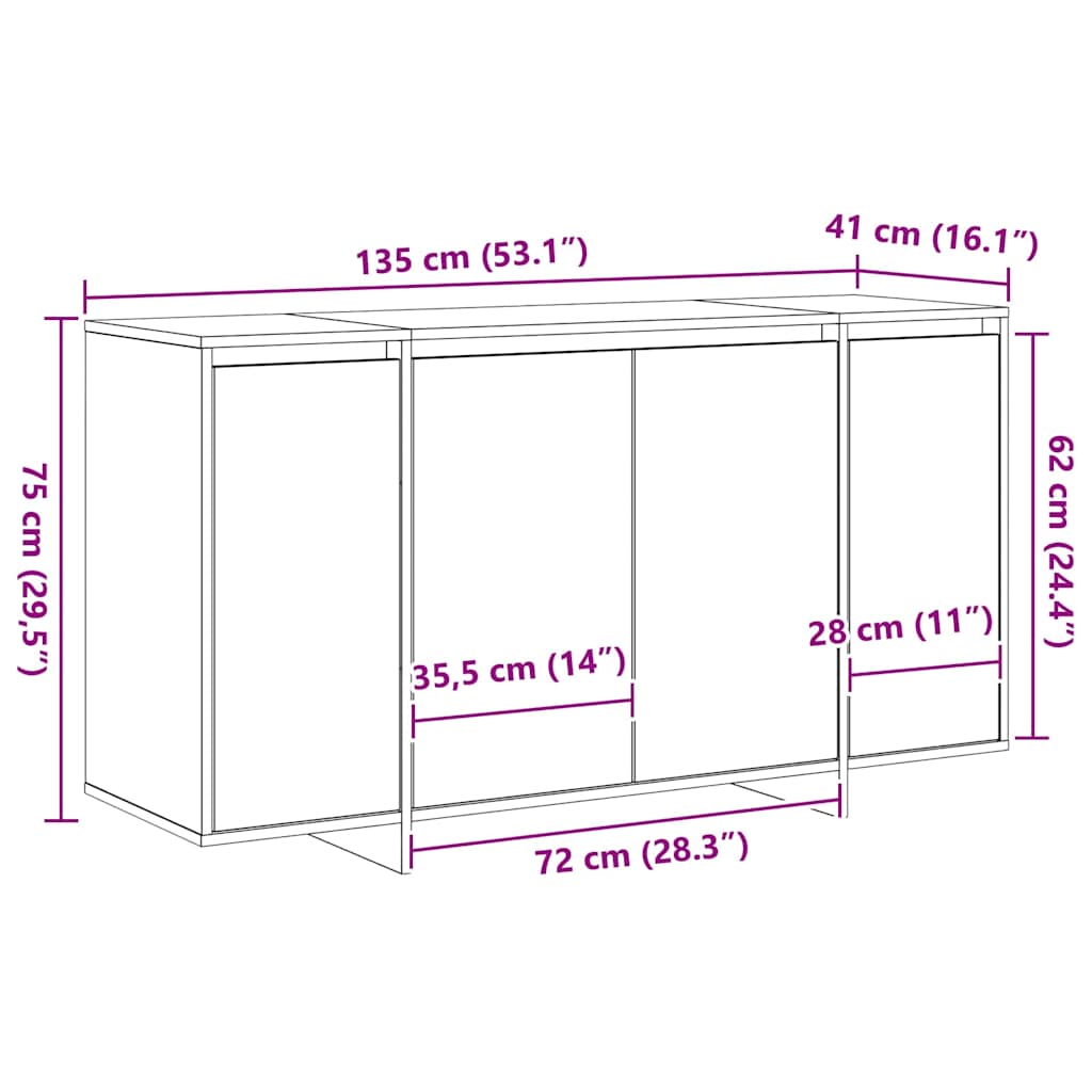 Aparador 135 x 41 x 75 cm Madera de ingeniería