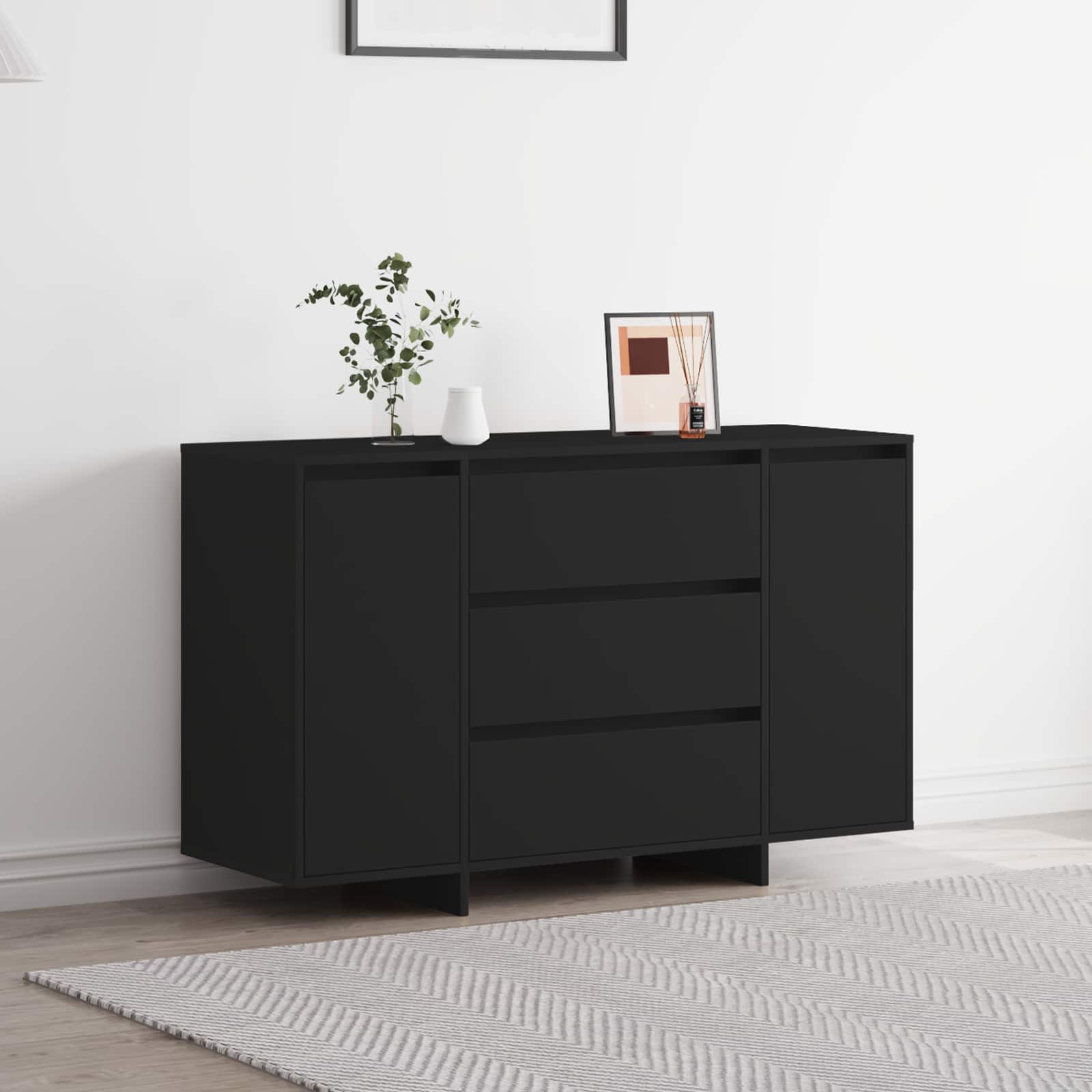 Aparador 2 pcs Roble Negro 60 x 31 x 84 cm Madera de ingeniería