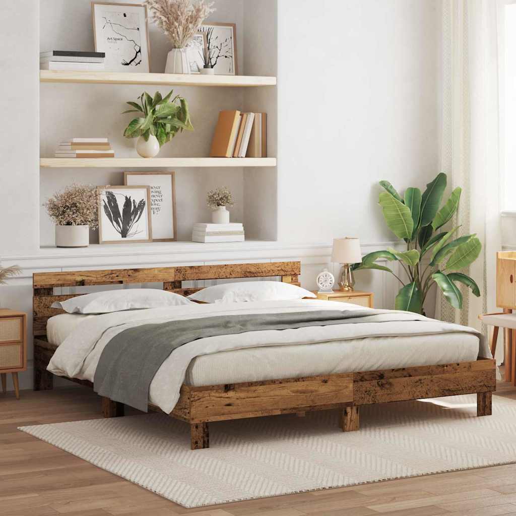 LED Bed Frame 137 x 190 cm Engineered Wood